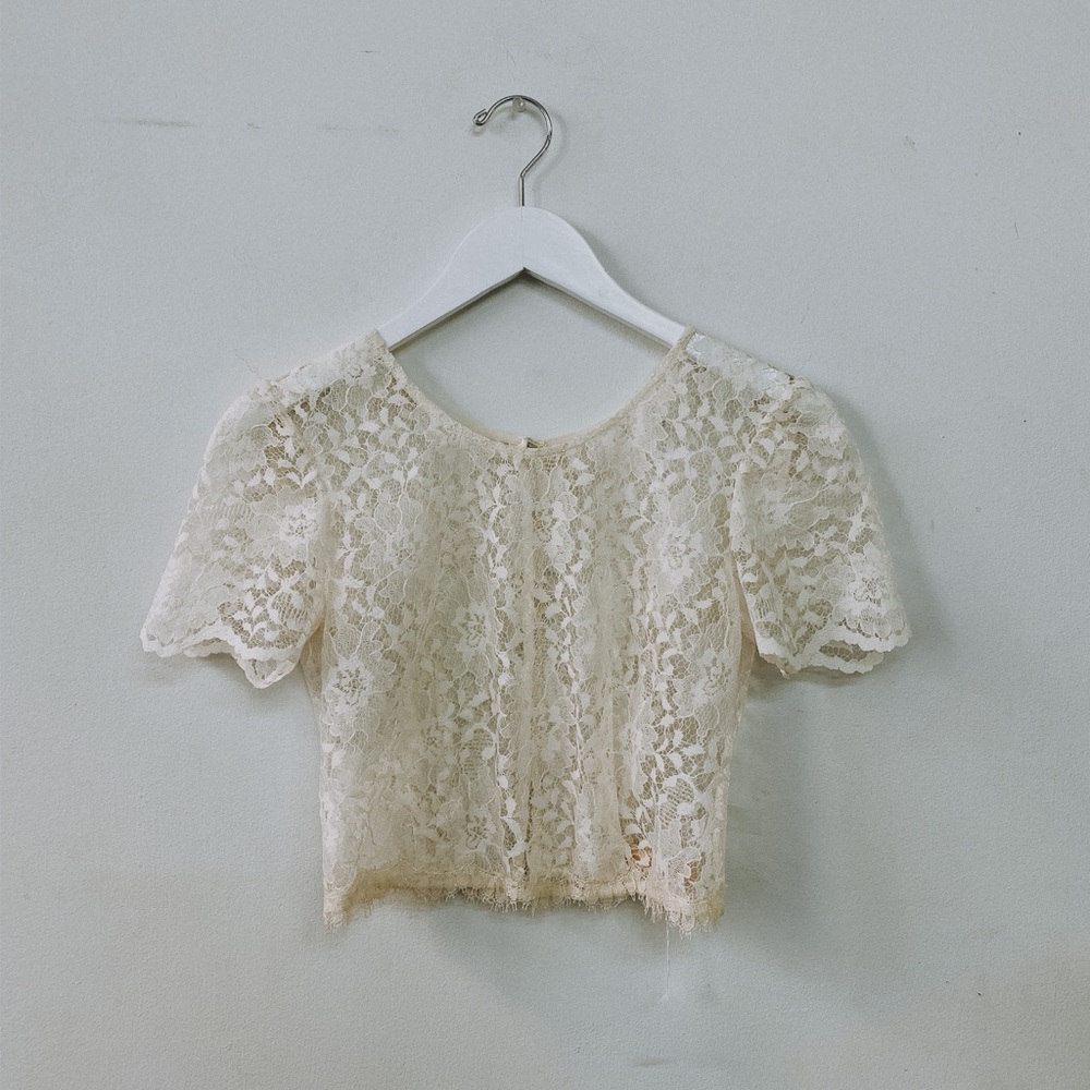 Ivory sheer lace topper NWT
